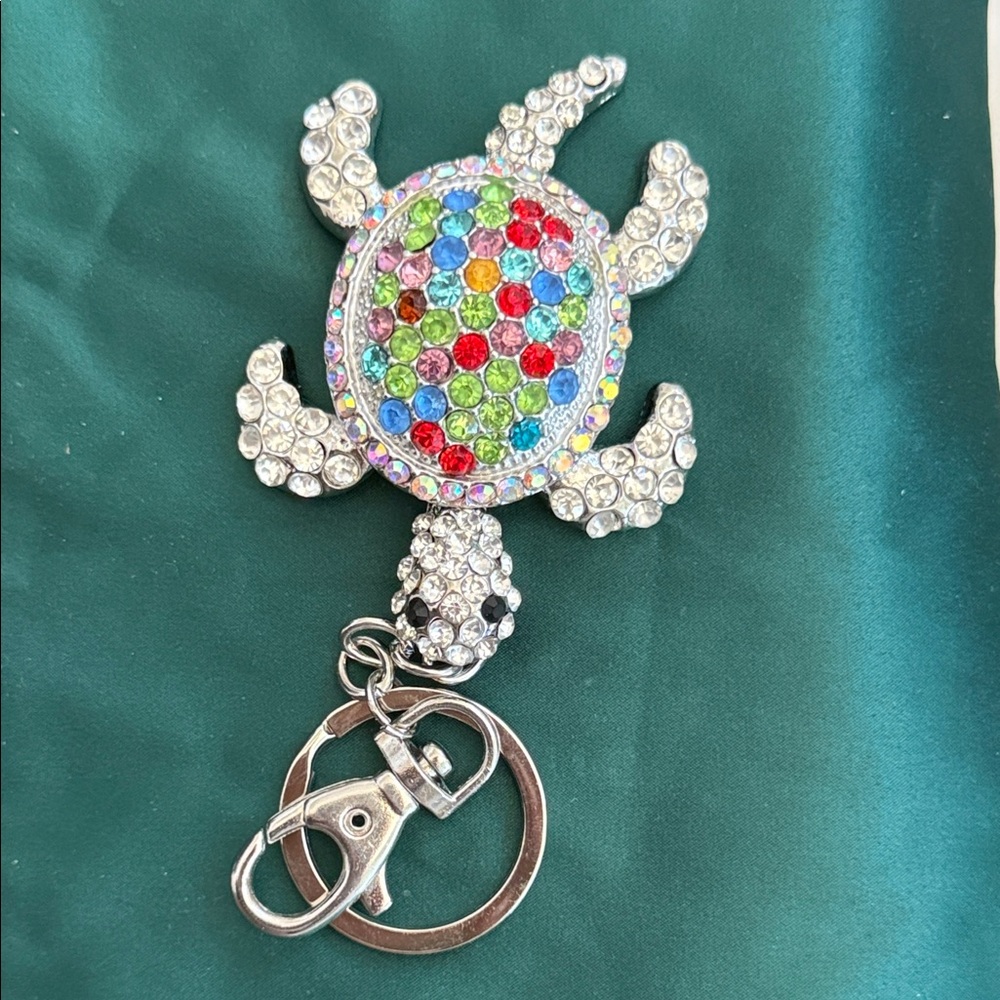 Colorful Turtle Keychain with Rhinestones - Picture 2 of 16